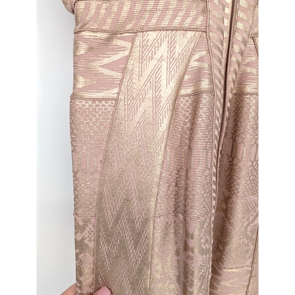 VTG Y2K Herve Leger Aerin Rose Gold Bandage Dress XS Metallic Bodycon Mini Glam - Picture 6 of 14